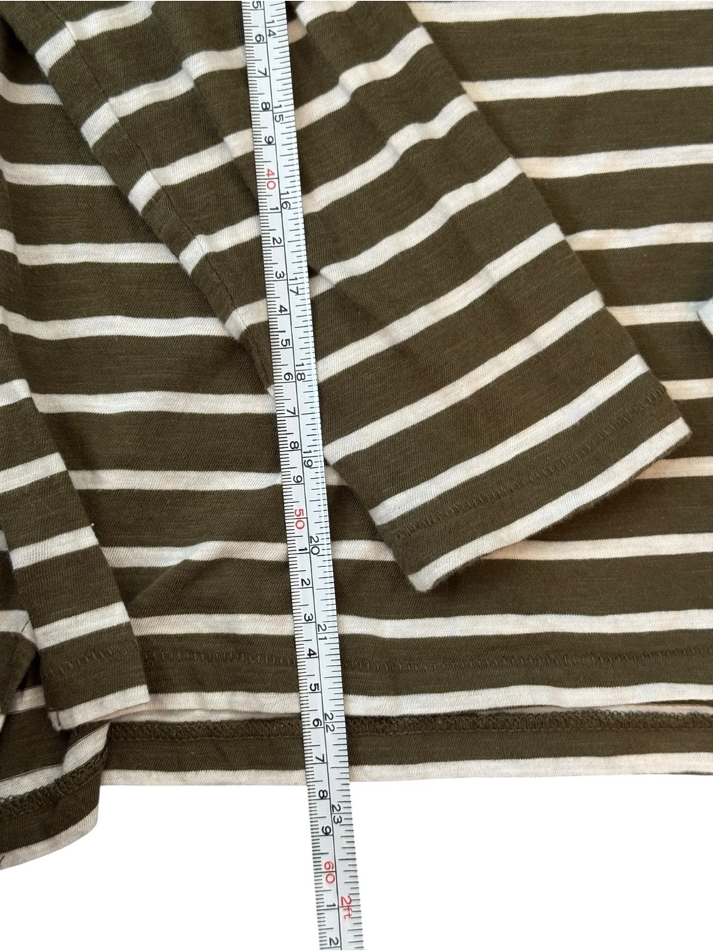 Madewell Olive Green & White Striped Turtleneck Long Sleeve Tee - Picture 7 of 7